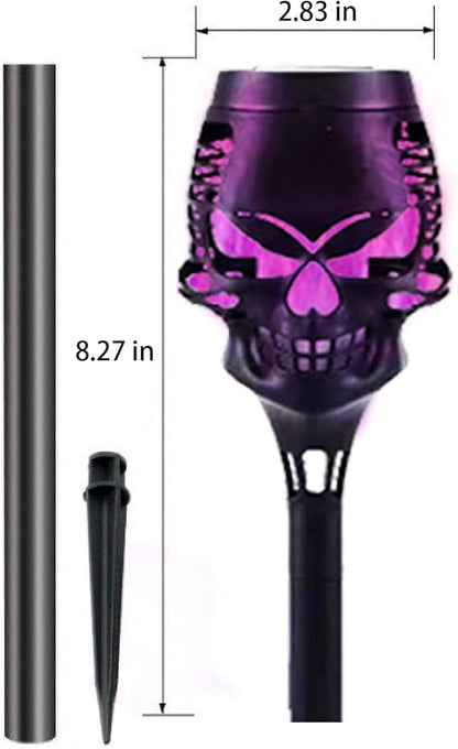 4Pcs Solar Flame Flickering Lamp Torch，Solar Garden Lights Outdoor Waterproof for Courtyard, Garden, Seaside, Balcony, Terrace, Lawn. (Purple)