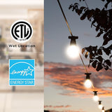 Diodesy- 24Ft Outdoor String Lights with S14 LED Shatterproof Edison Bulb & 7 Hanging Socket Commercial Grade E26 | Lumora