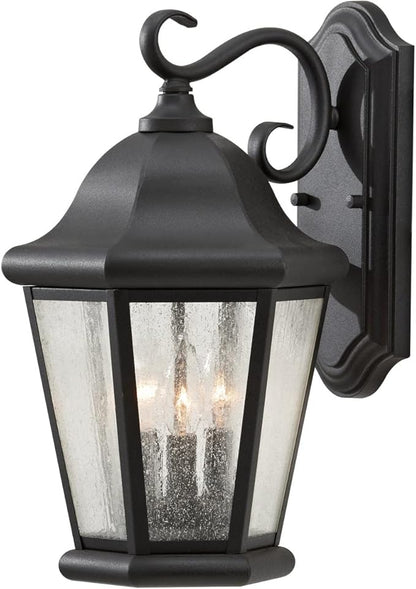 Feiss Sea Gull Lighting OL5902BK Martinsville Large Three Light Outdoor Wall Lantern, Black, 10"W x 17"H