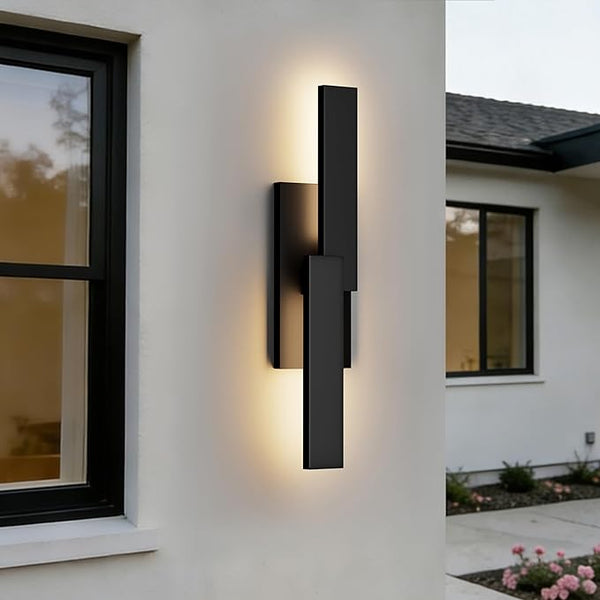 LamQee 24 Inch Aluminum Modern Outdoor Wall Light, 3000K 1000LM 20W Integrated LED, Matte Black Exterior Lighting | Lumora
