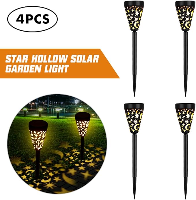 4pcs Solar Garden Path Lights Outdoor Solar Powered Landscape Walkway Lights Yard Lawn Decoration