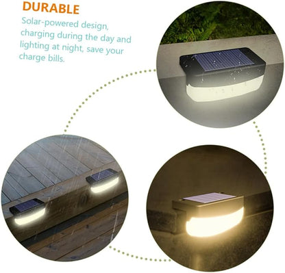 2pcs Solar Stair Lamps Outdoor Step Lights with High-Efficiency Panels for Garden Deck Fence Handrail Lighting
