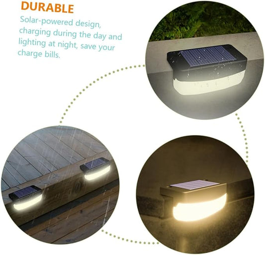 2pcs Solar Stair Lamps Outdoor Step Lights with High-Efficiency Panels for Garden Deck Fence Handrail Lighting