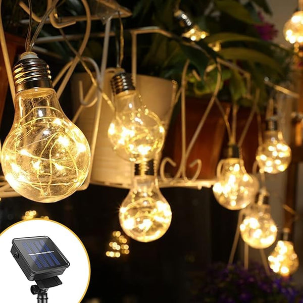 16FT Globe String Lights, G50 Solar Outdoor String Lights with 10 Clear Edison Bulbs, Clear Edison Bulb String | Lumora