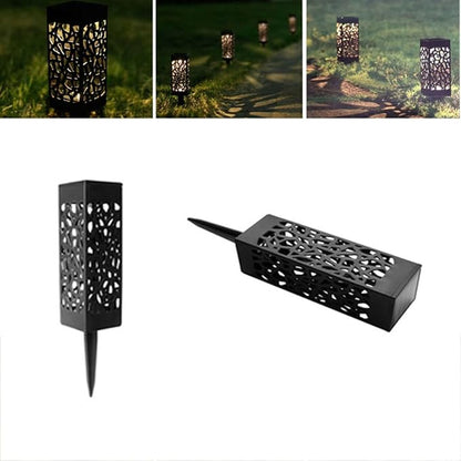 6pcs Waterproof Solar Lawn Lights Hollow-Out Ground Plug Outdoor Garden Path Lighting Warm White