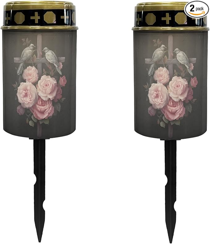 Solar Flameless Lights Outdoor Solar Lights Waterproof Solar Powered Fairy Lights for Outside Solar Cross for Cemetery Landscape Lighting Pathway Lights Lantern Solar Walkway Lights Outdoor