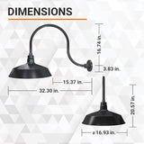 17in. Satin Black Outdoor Gooseneck Barn Light Fixture With 24in. Long Extension Arm - Wall Sconce Farmhouse | Lumora