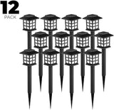 HOUSEOFLED 12 Pack Black Solar LED Path Lights, Outdoor, Garden, Patio, Pathway, Waterproof, Modern Style, 8 Hours | Lumora