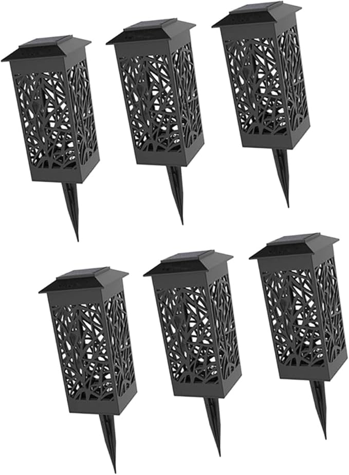 6pcs Solar Hollow Lawn Lights Outdoor Landscape Lighting Black Warm White for Garden Walkway Energy Saving Solar Step Lights