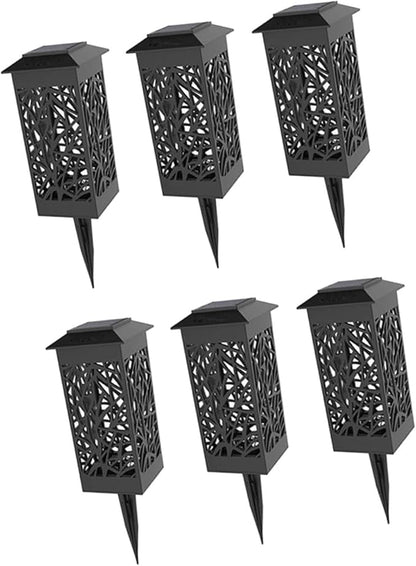 6pcs Solar Hollow Lawn Lights Outdoor Landscape Lighting Black Warm White for Garden Walkway Energy Saving Solar Step Lights