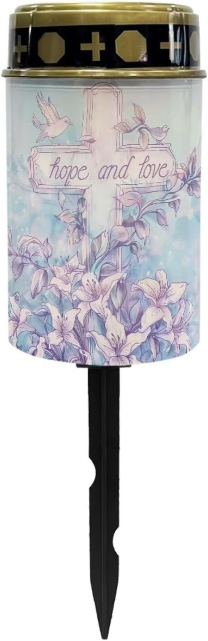 Cross Lily Bird Solar Stake Lights, Outdoor Garden Lights,Cemetery Decorations for Grave,Memorial Gifts for Mother,Yard Lawn Garden Patio Christmas Decor