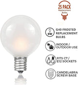 SUNSGNE 25 Pack Frosted White Replacement Bulbs & 25ft G40 Frosted String Lights, 5 - Outdoor Lighting Accessory | Lumora