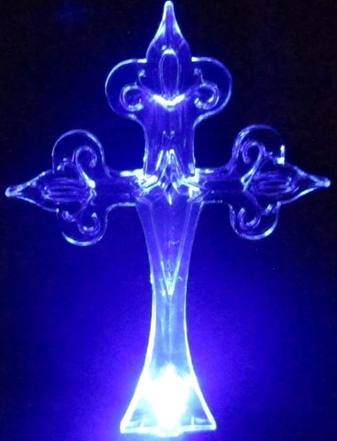 Set of 2 Cross Solar Garden Yard Landscape Path Stick LED Lights