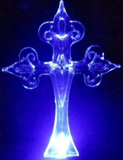Set of 2 Cross Solar Garden Yard Landscape Path Stick LED Lights