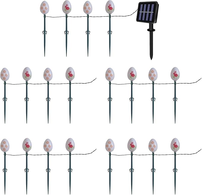 20 Pack Solar Eggs Stake Lights for Easter Decor, 3 Lighting Modes, Outdoor Waterproof Colorful Solar Light for Garden Pathway Light Cemetery Grave Porch Walkway Easter Theme Decorations