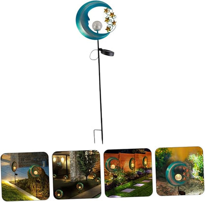Mikikit 1pc Solar Powered Moon Shaped Ground Inserted Light for Outdoor Gardens Lawn Decor Easy Installation Solar Pathway Lamp for Yards and Walkways