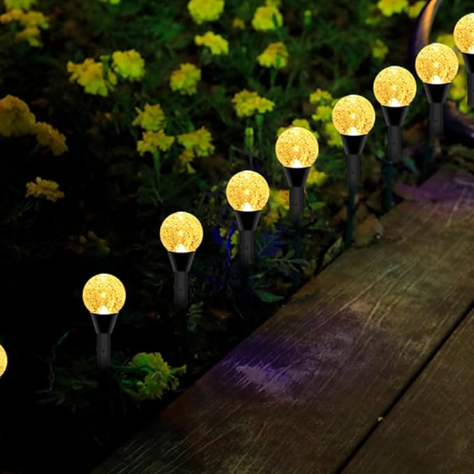 NUOBESTY Versatile Solar Garden Path Lights 10pcs Outdoor Decorative Lawn Lamps with Warm White Bubble Globe Design Solar-Powered Landscape Lighting for Yard and Patio