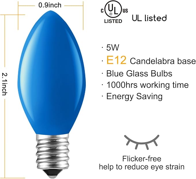Minetom C7 Christmas Replacement Light Bulbs 25 Pack, C7 Bulbs Clear Incandescent Bulb for Christmas String Light | Lumora