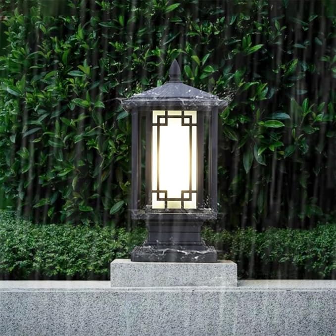 New Chinese Style Rural Villa Gate Super Bright Pillar Lights, American Black Post Light Outdoor Landscape Column | Lumora