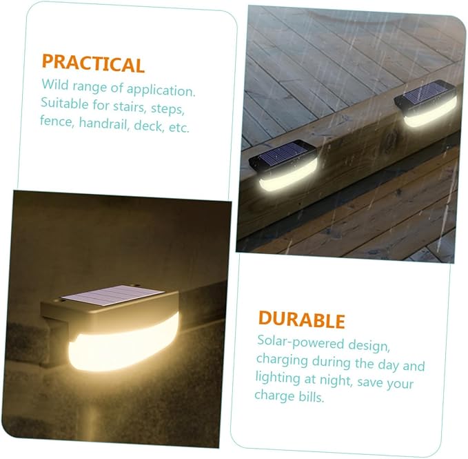 PartyKindom 2pcs Solar Stair Lamps for Outdoor Decks and Garden High-Efficiency Solar Panels LED Step Lights for | Lumora