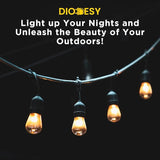 Diodesy- 48Ft Outdoor String Lights with S14 LED Shatterproof Edison Bulb & 15 Hanging Socket Commercial Grade E26 | Lumora