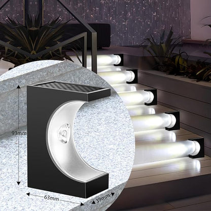 Solar Step Lights 8 Pack, Stair Lights Outdoor Waterproof, LED Step for Outside, Outdoor Solar Powered Step Lighting for Patio Decor, Deck, Porch, Front Door, Walkway (Cool White)