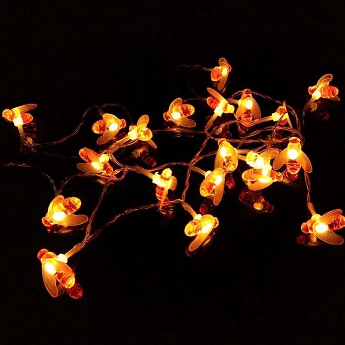 Bee String Lights, 7.5Ft 20 Led Bee Shape Fairy Battery Operated String Lights for Garden, Patio, Lawn Decoration (Warm White)