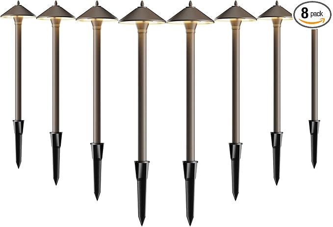Pro Style Pathway Lights Outdoor Landscape Lighting Kit 8PK Low Voltage 10W Halogen 25 Lumen Walkway Lights 12V AC | Lumora