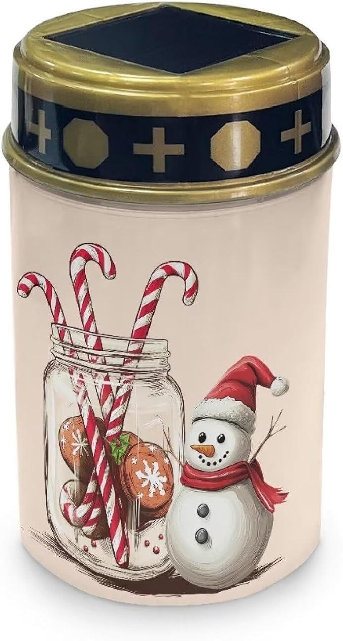 Candy Snowman Xmas Solar Lights Outdoor Waterproof for Grave Decorations for Cemetery Suitable for Garden Paths Yard
