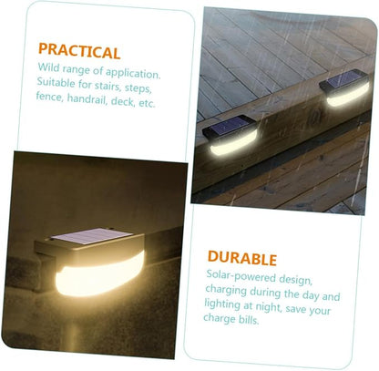2pcs Solar Stair Lamps Outdoor Step Lights with High-Efficiency Panels for Garden Deck Fence Handrail Lighting