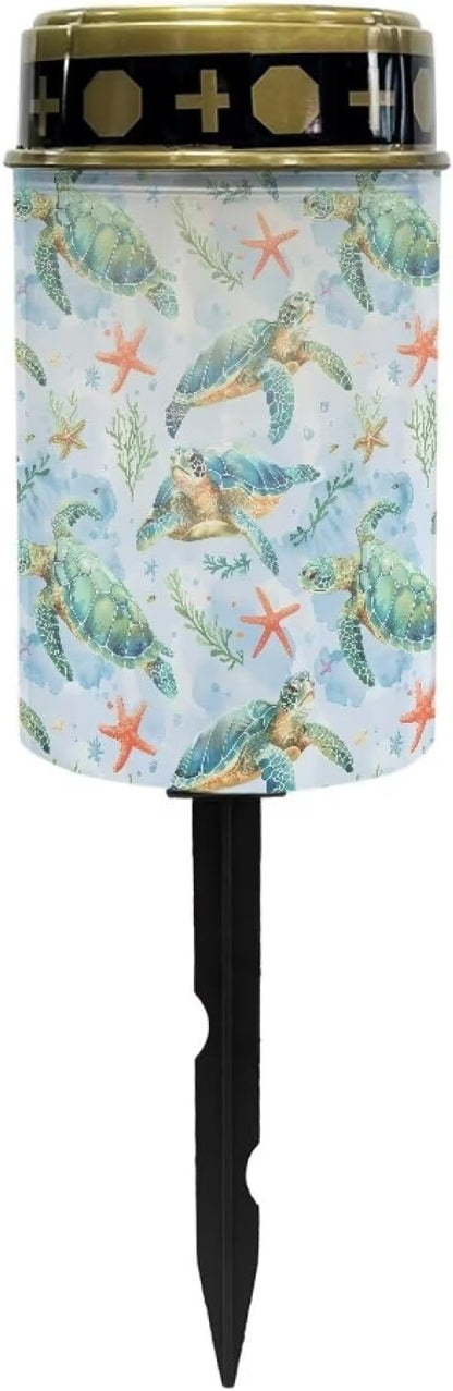 Turtle Starfish Solar Lights for Cemetery Grave Solar Lights for Cemetery Memorial Stake Solar Lights for Grave Yard Decorations, Mi-YSFB04120N9-12