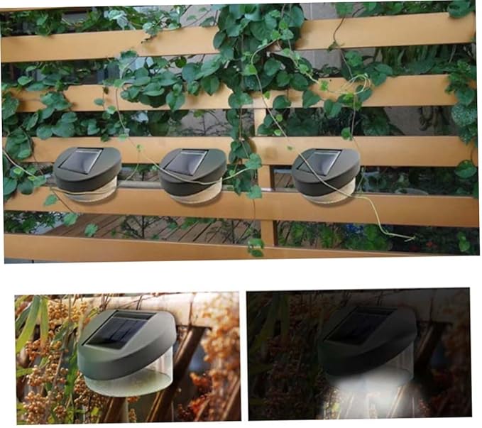ABOOFAN 4pcs Solar Outdoor Garden Light LED Wall Lamps with Black Shell White Light for Garden Pathway Porch and Wall Decor