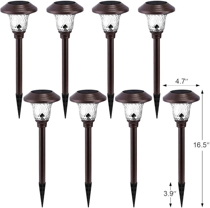 BEAU JARDIN 8 Pack Solar Pathway Lights Black 8 Pack Solar Pathway Lights Brown