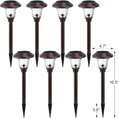 BEAU JARDIN 8 Pack Solar Pathway Lights Black 8 Pack Solar Pathway Lights Brown