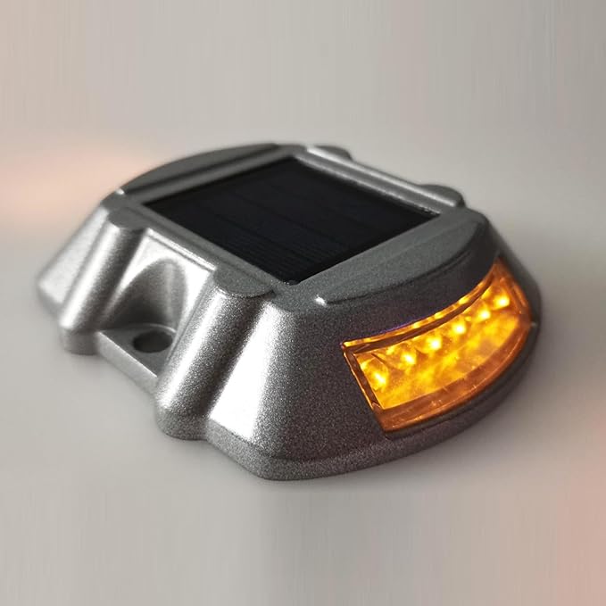 Revolutionary Solar Deck Lights,Silver Aluminium Alloy, High Brightness LED, Waterproof, Ideal for Outdoor Deck, Pathway, Walkway,Stair (Yellow Light)