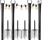 4-Pack 9.8FT String Light Poles, Outdoor Deck Light Stand with Adjustable Fence Brackets, Metal Hanging Pole for | Lumora