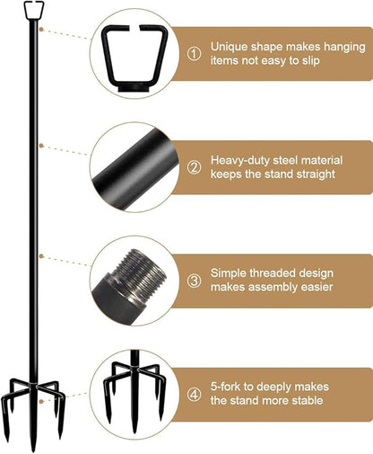Queension 10FT Plug Floor String Light Poles for Outdoor String Lights for Garden, Backyard, Patio Lighting Stand for Parties, Bistro & Weddings, 1 Pack
