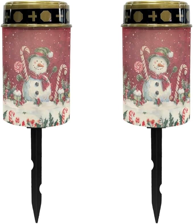 Snowman Candy Solar Lights for Garden Solar Lights Outdoor Pathway Solar Garden Light Decorative Landscape Path Light Waterproof Solar Powered Yard Lawn Lights