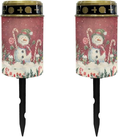 Snowman Candy Solar Lights for Garden Solar Lights Outdoor Pathway Solar Garden Light Decorative Landscape Path Light Waterproof Solar Powered Yard Lawn Lights