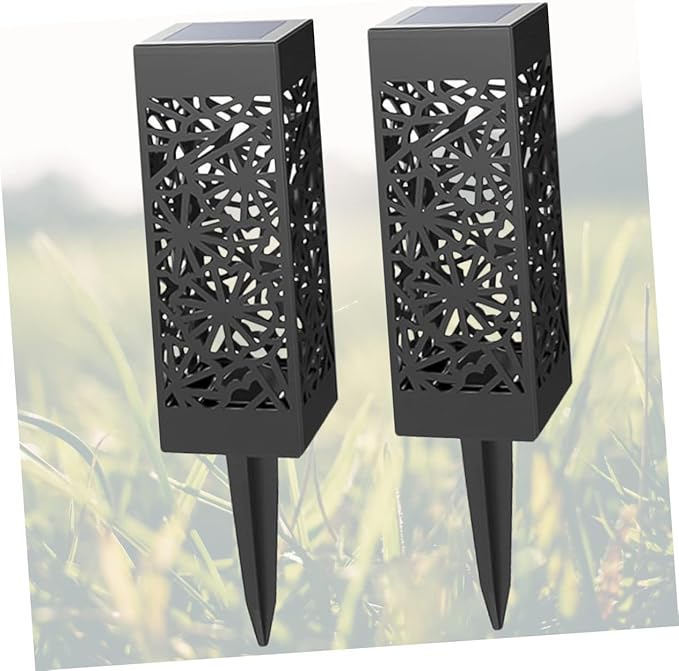 Garneck 2pcs Hollow Solar Lawn Lights Outdoor Garden Stake Lamps Warm/White Light Waterproof Landscape Lighting for Pathway Yard and Driveway