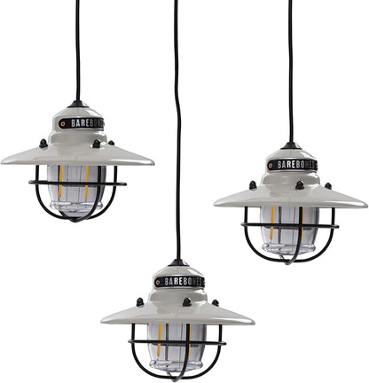 Barebones Edison Pendant String Lights - Vintage White, 3 Edison-Style LED Bulbs with 10-Foot Cord, Energy-Efficient Outdoor Lanterns for Patio, Garden, or Indoor Decor
