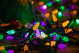 70 Light 24Ft Mardi Gras Lights Commercial String Lights C6 LED Strawberry Faceted Bulb – Yellow/Purple/Green | Lumora