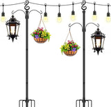 10 Ft Height 1 Inch Diameter String Light Poles StringLight Stand with Hooks Metal Poles for Outside Patio Yard | Lumora