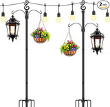 10 Ft Height 1 Inch Diameter String Light Poles StringLight Stand with Hooks Metal Poles for Outside Patio Yard | Lumora