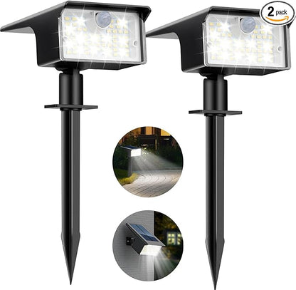 Nipify Solar Spot Lights Outdoor Motion Sensor, [2 Pack/62 LED]3 Modes Solar Landscape Spotlights Outdoor Waterproof, 2-in-1 Solar Lights Outdoor Pathway Lights for Yard Garden Wall Patio, Cool White