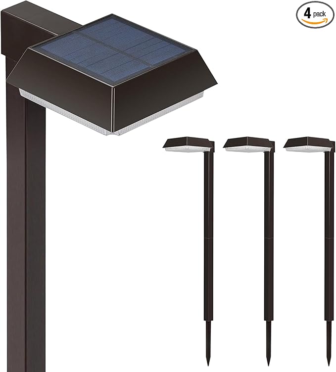 Bobcat Solar Pathway Lights Outdoor Super Bright 300 lumens with 2-in-1 Warm White and Daylight Color Modes, Solar LED Lights Outdoor Waterproof for Path, Sidewalk, Driveway or Walk Way Light(4 Pack)