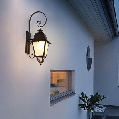 Wall Mounted Light Wall Lamp Frosted With Lampshade Transparent Glass Paint Outdoor Waterproof Patio Retro Aluminum External Wall Light Balcony Nostalgia Works Wall Sconce Restaurant Cafe (Black