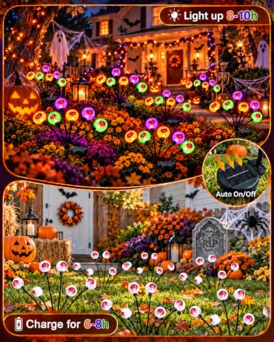 LORRYTE Solar Halloween Eyeball Lights, 6 Pack Swaying Outdoor Garden Decor