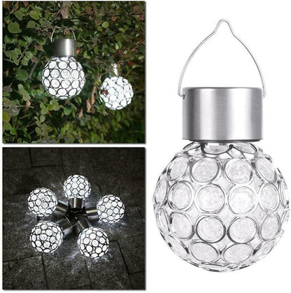 ansu Solar Light LED Lantern Outdoor Waterproof Hollow Small Light Chandelier Path Light (White)