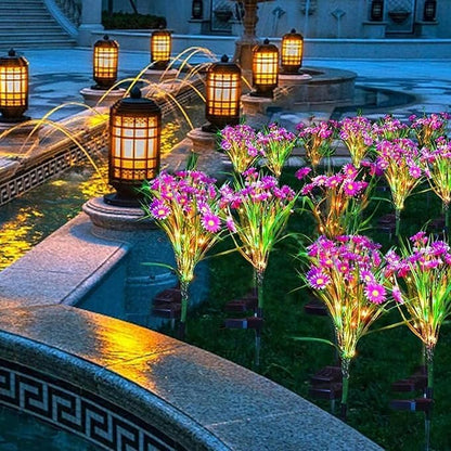 Solar Flower Lights Outdoor, Waterproof LED Daisy Flowers Solar Stake Decorative In-Ground Lights 2Mode for Garden Landscape Yard Pathway Wedding Party (Red, 1Pack)